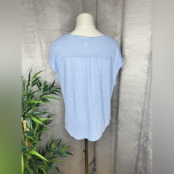 Joie Women’s 100% Linen Drop Shoulder Tee Top in Pastel Blue Sz Medium - Picture 7 of 11